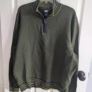 NWT Lands' End Green Blue Supima Cotton Quarter Zip